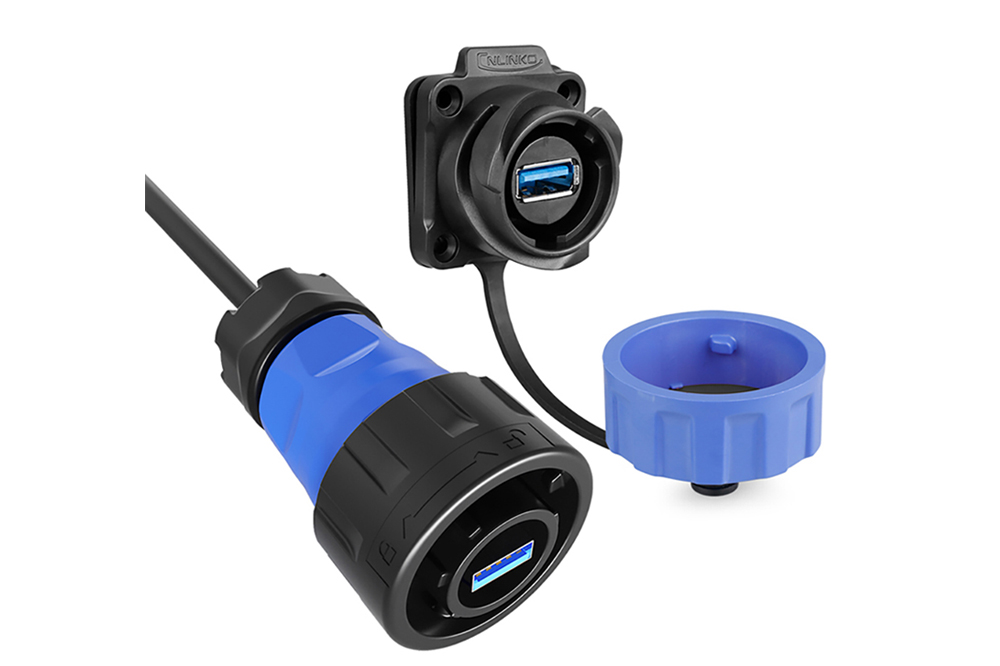 YM-24-USB3.0塑膠防水航空插頭插座工業數據連接器