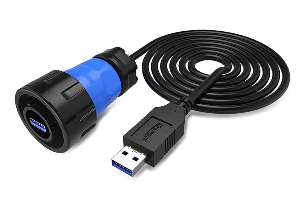 YM-24-USB3.0塑膠防水航空插頭插座工業數據連接器